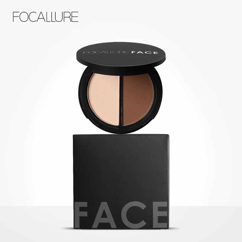 Focallure Highlighter Bronzer Shadow Palette Brighten Skin Nose Shadow Face Contour Makeup Cosmetics with Mirror