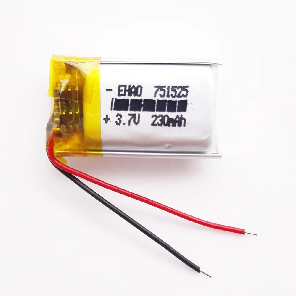 5 szt. 3.7V 230mAh litowo-polimerowa LiPo akumulator 751525 do zestawu słuchawkowego Mp3 GPS Bluetooth rejestrator