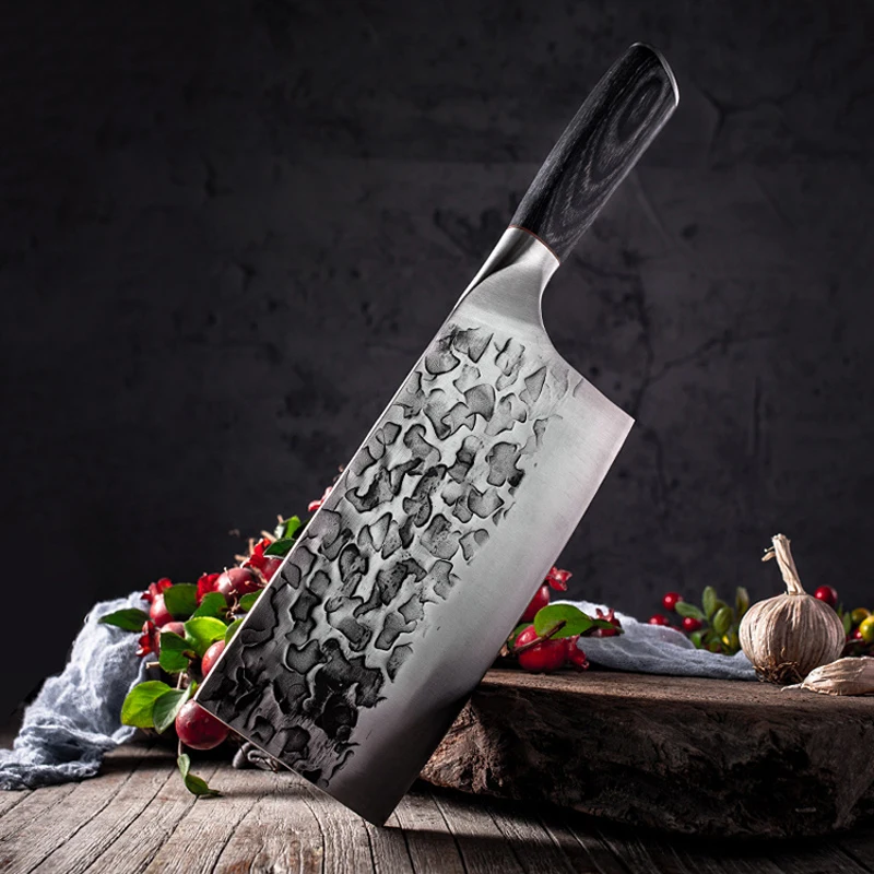 

New Hand Forging Kitchen Knife Professional Shredded Meat Vegetables Slice Traditional Labor-saving Knives Sharp Nakiri Cleaver