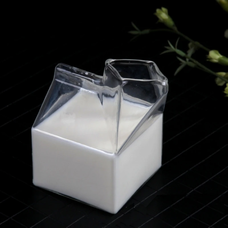 Freies Verschiffen 300 ml Kreative Milch Box Glas Platz Milch Saft Kaffee Glas Tasse Klare Schuss Glas Trinken Gläser mit geschenk Box