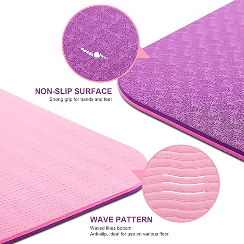 Polymères de yoga TPE avec ligne de position, 6mm, double couche, tapis d\'exercice sportif pour maire, intérieur, salle de sport à domicile,