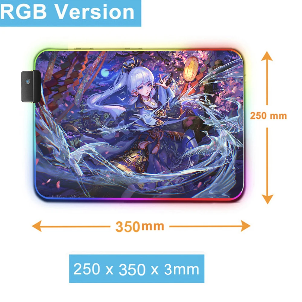 Anime Girl Multi-interface Large RGB Gaming Mouse Pad Genshin Impact Four USB Docking Dock USB HUB Typec Interface Gamer DeskMat