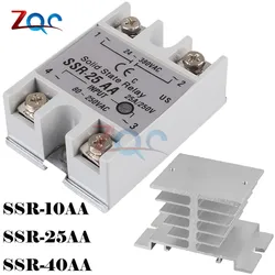 Solid State Relay SSR-10AA SSR-25AA SSR-40AA 10A 25A 40A AC Control Relais 80-250VAC TO 24-380VAC SSR 10AA 25AA 40AA Heat sink