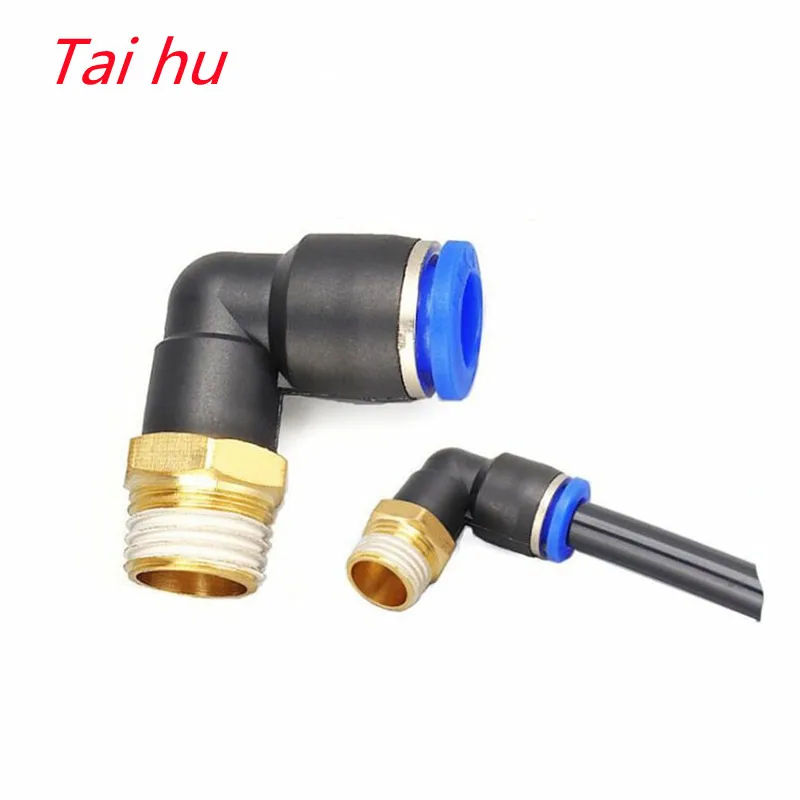 

PL pneumatic connector 4mm-12mm hose OD 1/8 "1/4" 3/8 "1/2" male pneumatic thread tube elbow connector tube Air P