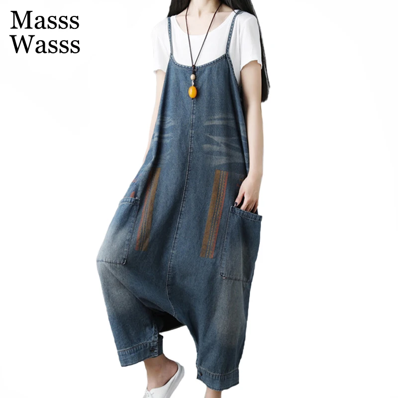 

Masss Wasss Korean Luxury Designer Spring Female Denim Cross-pants Ladies Vintage Bleached Overalls Women Printed Oversized Jean