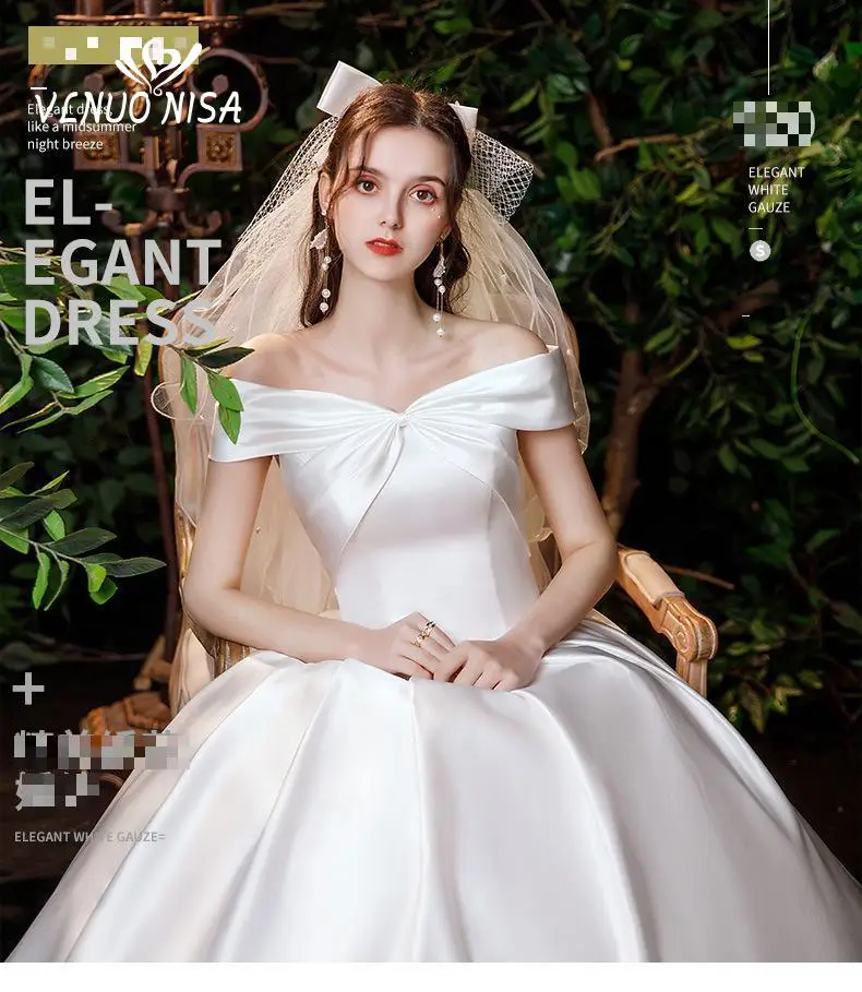 Vestido De novia De satén con hombros descubiertos, prenda clásica hasta el suelo, a la moda, novedad De 2023