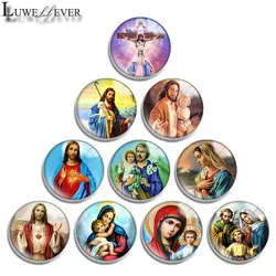 12mm 14mm 16mm 20mm 25mm 30mm 598 Jesus Virgin Mary Mix Round Glass Cabochon Jewelry Finding 18mm Snap Button Charm Bracelet