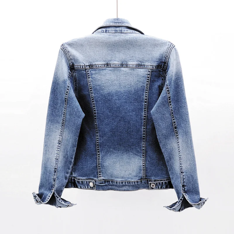 Korean Elasticity Slim Denim Jacket Women Long Sleeve Short Outwear Chaqueta Mujer Spring Vintage Blue Female Coat Woman Clothes