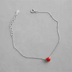 New Fashion Beautiful 925 Sterling Silver Jewelry Bracelets Love Red Heart Simple Personality Sweet Bracelets SL065