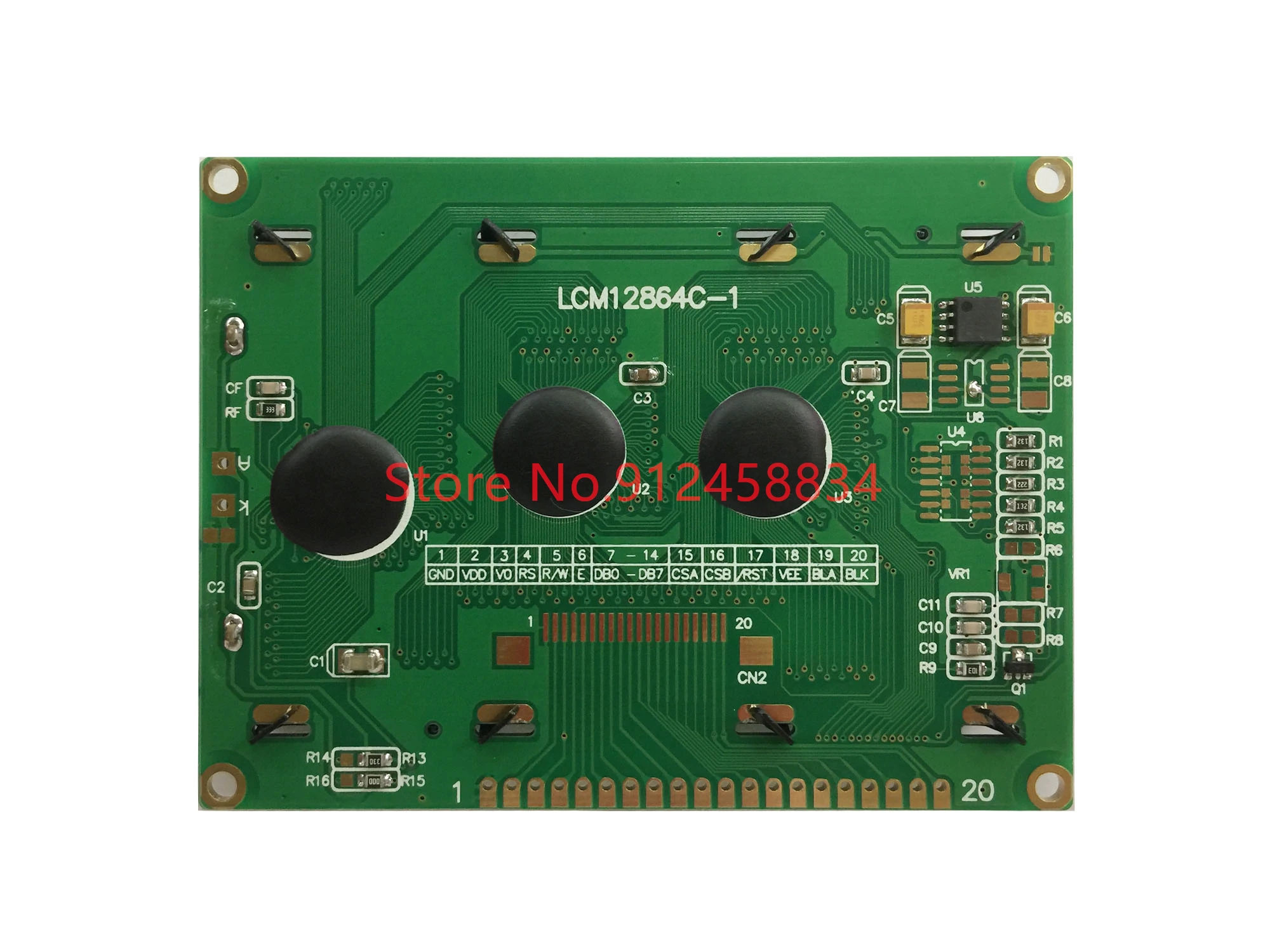 12864  Lcd Display Module 93x70mm  ks0107 control blue green with plastic