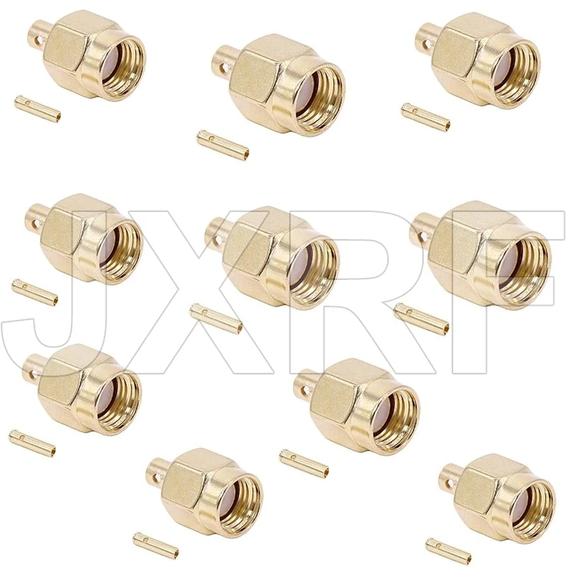 JX 10PCS RF connector RP-SMA Male soldering for RG405 Coaxial Cable SMA-J-B2 female Pin fast ship