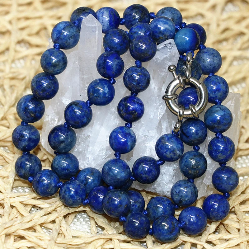 Fashion natural stone blue lapis lazuli beads 6mm 8mm 10mm 12mm 14mm round beads diy necklace elegant gift jewelry 18inch B667