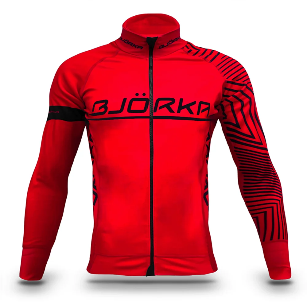 BJORKA Winter Long Sleeve Mens Cycling Jersey Maillot Thermique Ciclismo Homme Cycliste Thermal Fleece Warm Clothing Bicycle Top