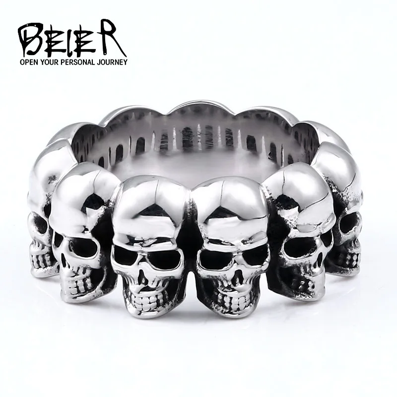 Beier 316L Stainless steel punk party classic skull fashiong jewelry biker Skull wrap men\'s ring BR8-738