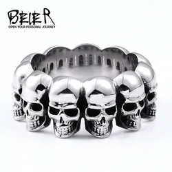 Beier 316L Stainless steel punk party classic skull fashiong jewelry biker Skull wrap men's ring BR8-738