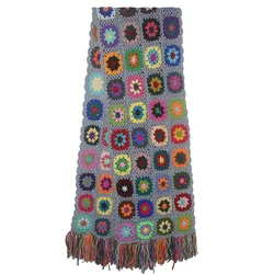 Customized Handmade Scarf Women Tassel Wrap 200*26cm Big Granny Square Crochet Autumn Winter Manual Christmas Party Gift Scarves