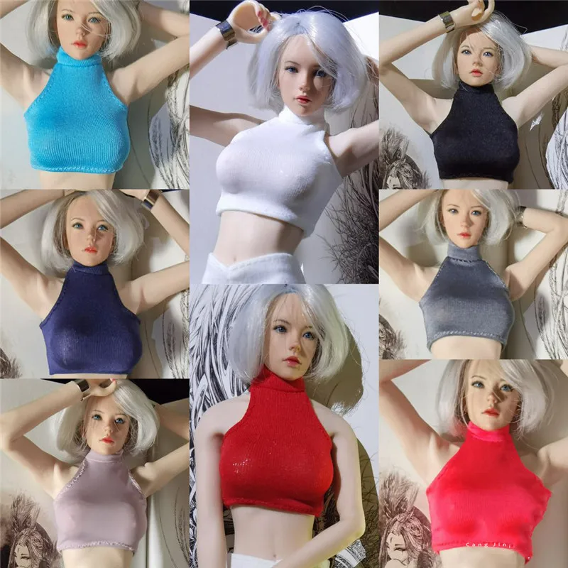 

CJG-W034 Женская фигурка в масштабе 1/6, плотная футболка без бретелек, жилет, модель одежды для 12-дюймовой экшн-фигурки, аксессуары для тела