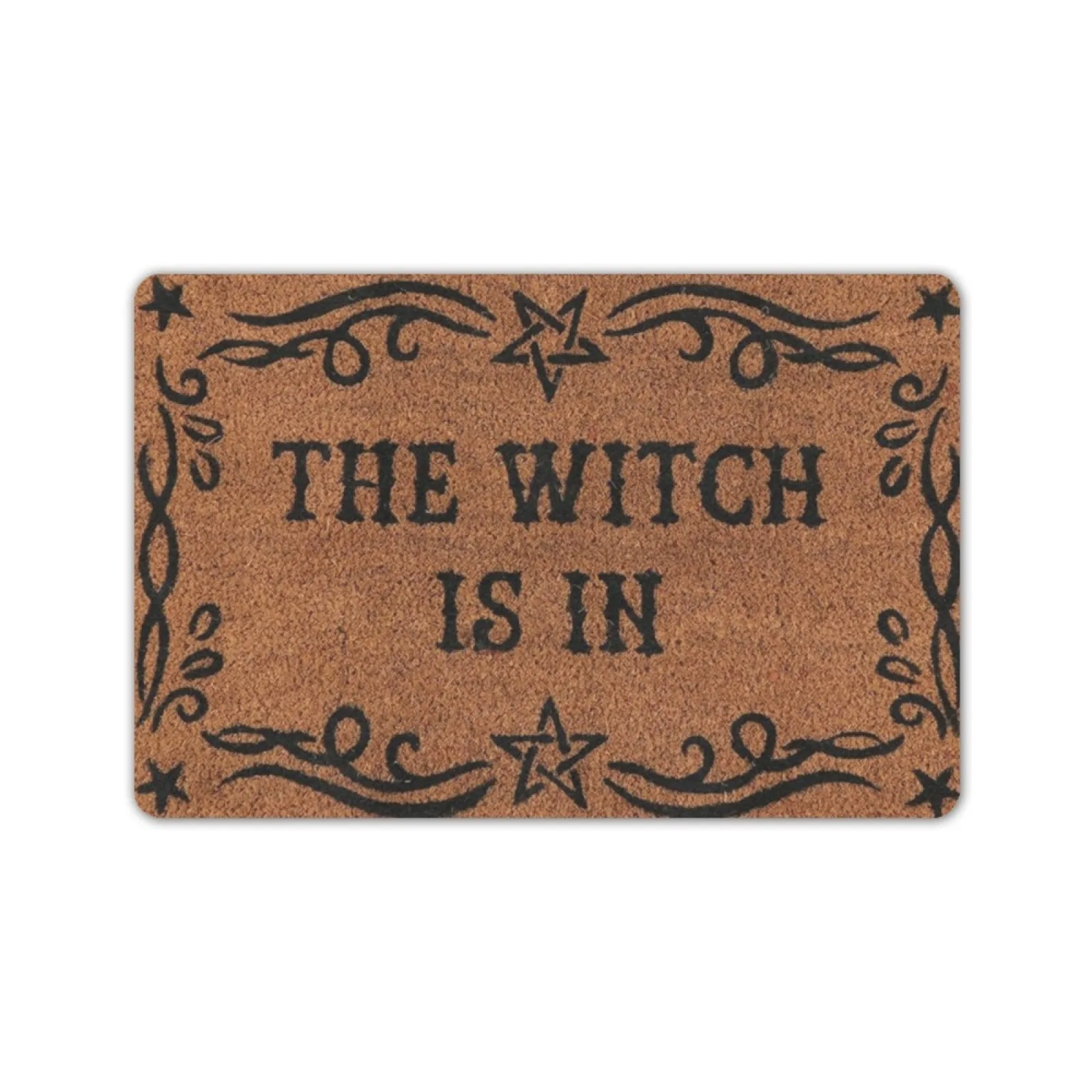 The Witch is in Wiccan Scroll Doormat,Metaphysical Magic Witcraft Halloween Themed Door Mats,Rubber Backing Floor Mat Outdoor