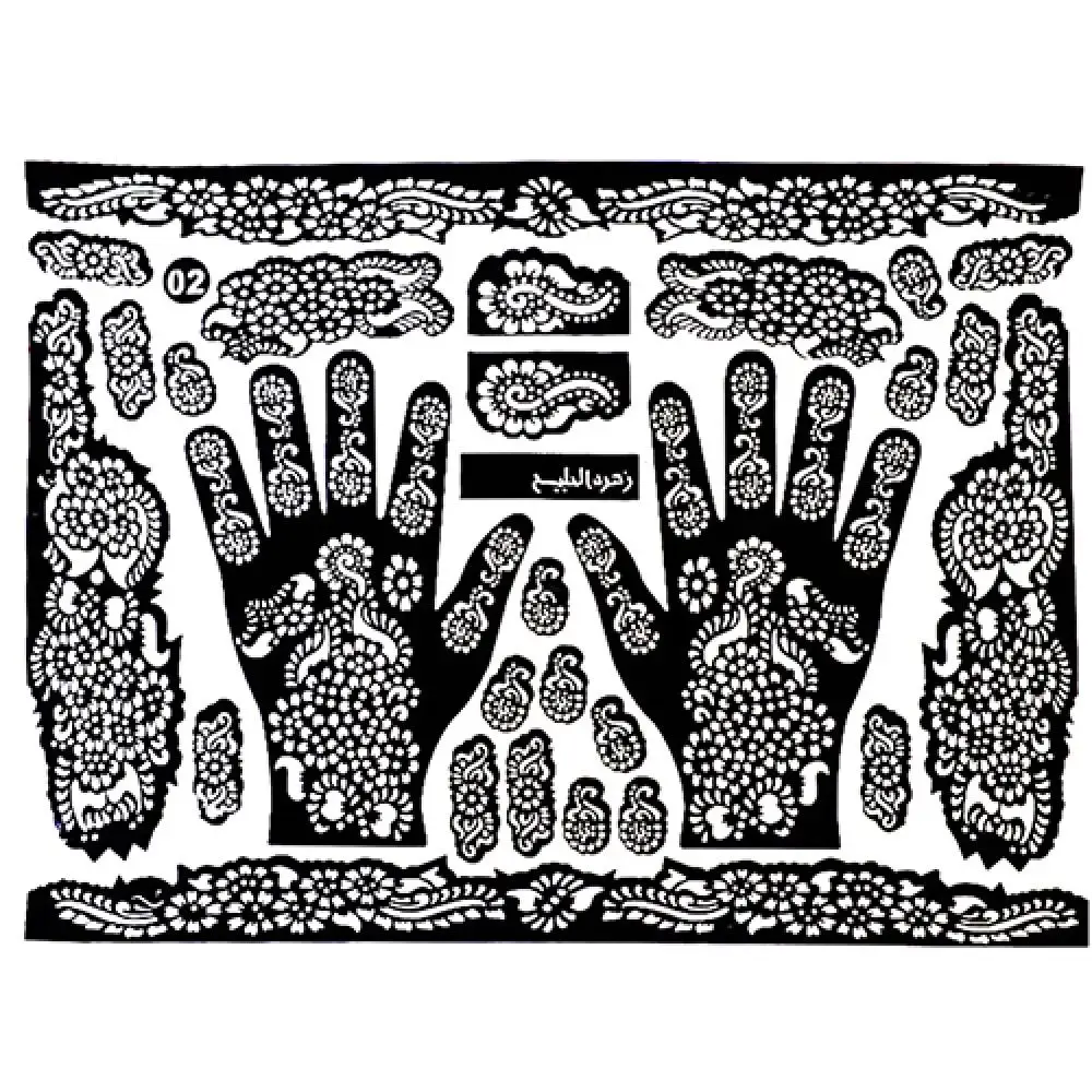 Tattoo Sticker Templates Hands Feet Henna Tattoo Stencils for Airbrushing Mehndi Body Painting