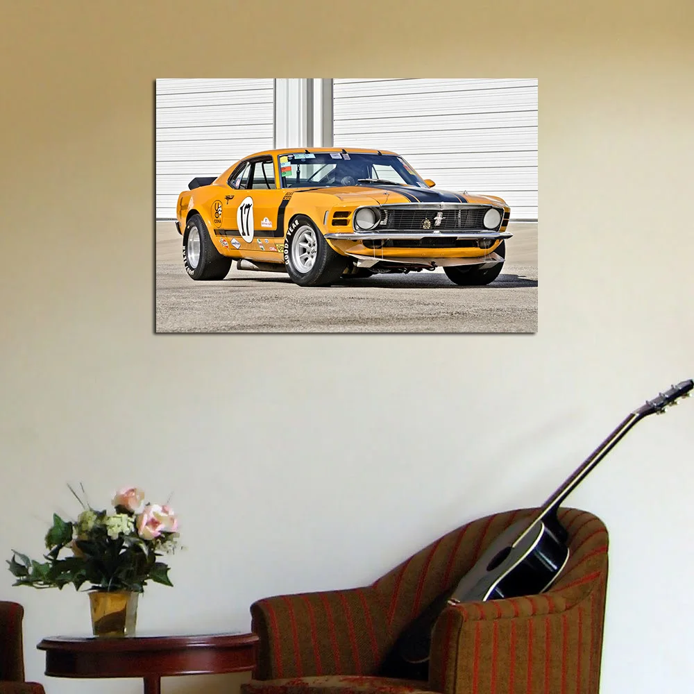 Boss 302 Mustang Classic Car Photo Canvas Wall Art Posters and Prints Modern Painting for Home Decor