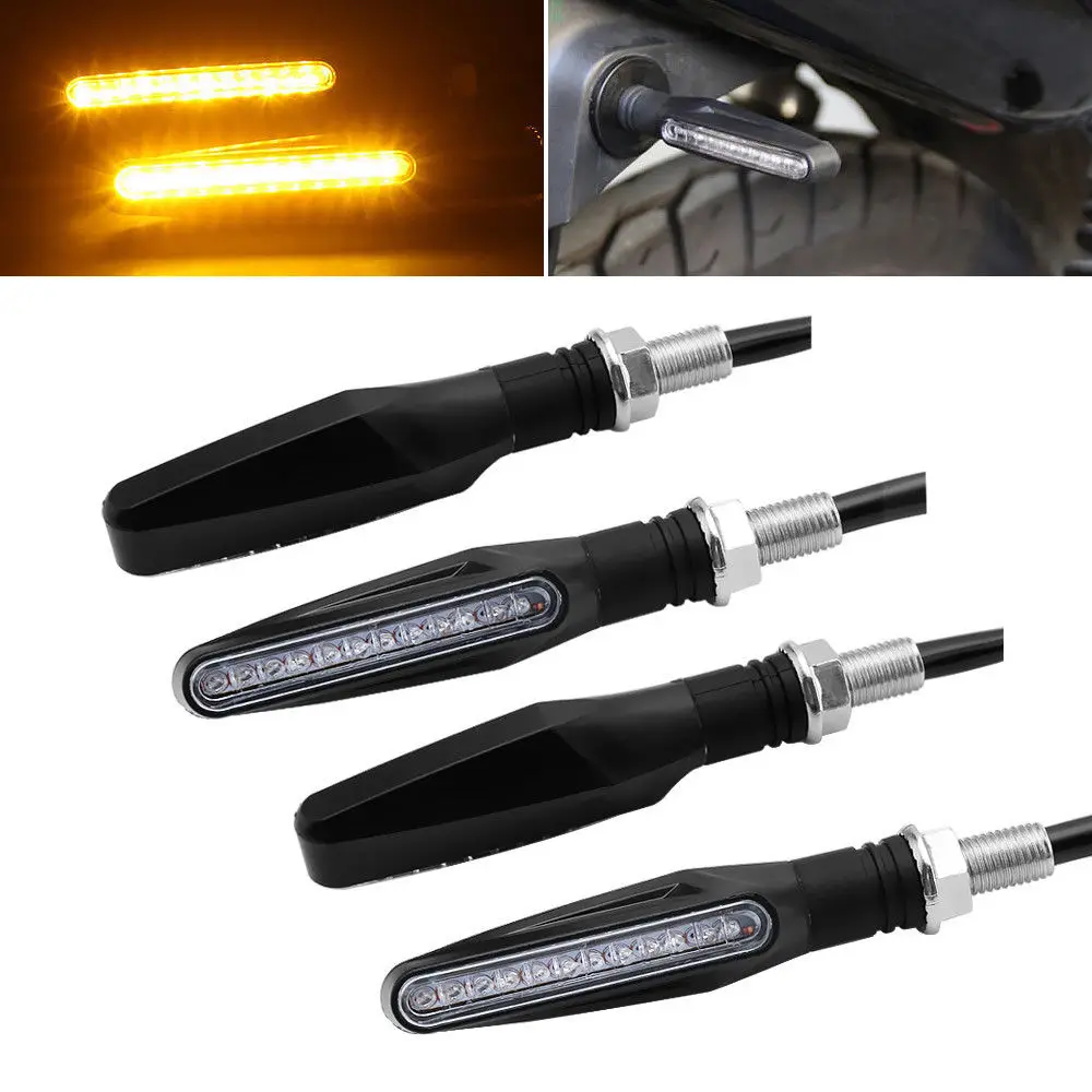 1PCS LED Motorcycle Turn Signals Light 12 SMD Tail Flasher Flowing Water Blinker IP68 Bendable Motorcycle Flashing Lights