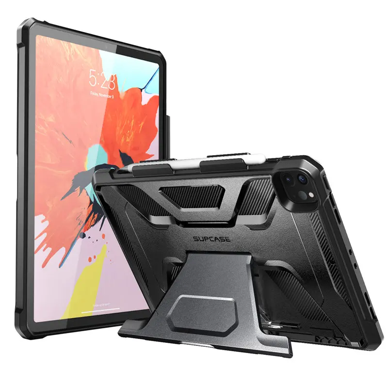 For iPad Pro 12.9 Case (2022/2021/2020) SUPCASE UB Full-Body Rugged Rubber Cover with Built-in Apple Pencil Holder & Kickstand