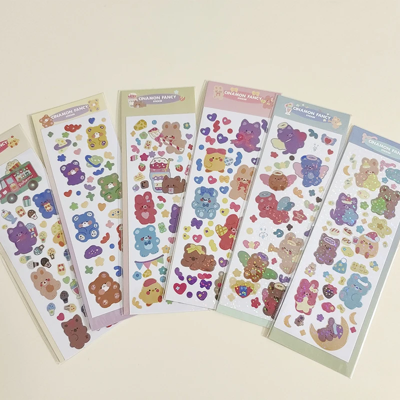 

Kawaii Laser Bling Bear Rabbit Scrapbooking Stickers Decoration Photo Album DIY Journal Collage Hand Acount Cute Stationery