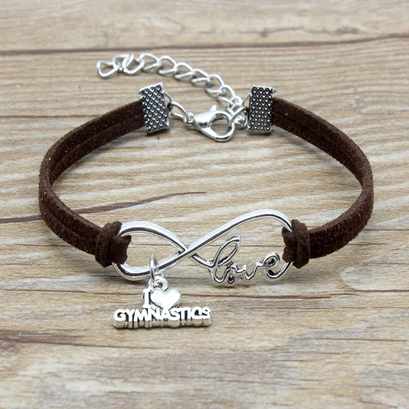 Minimalist Best Friends Friendship Gift Infinity Love I Love Gymnastics Charm Suede Leather Adjustable Bracelets Women Jewelry