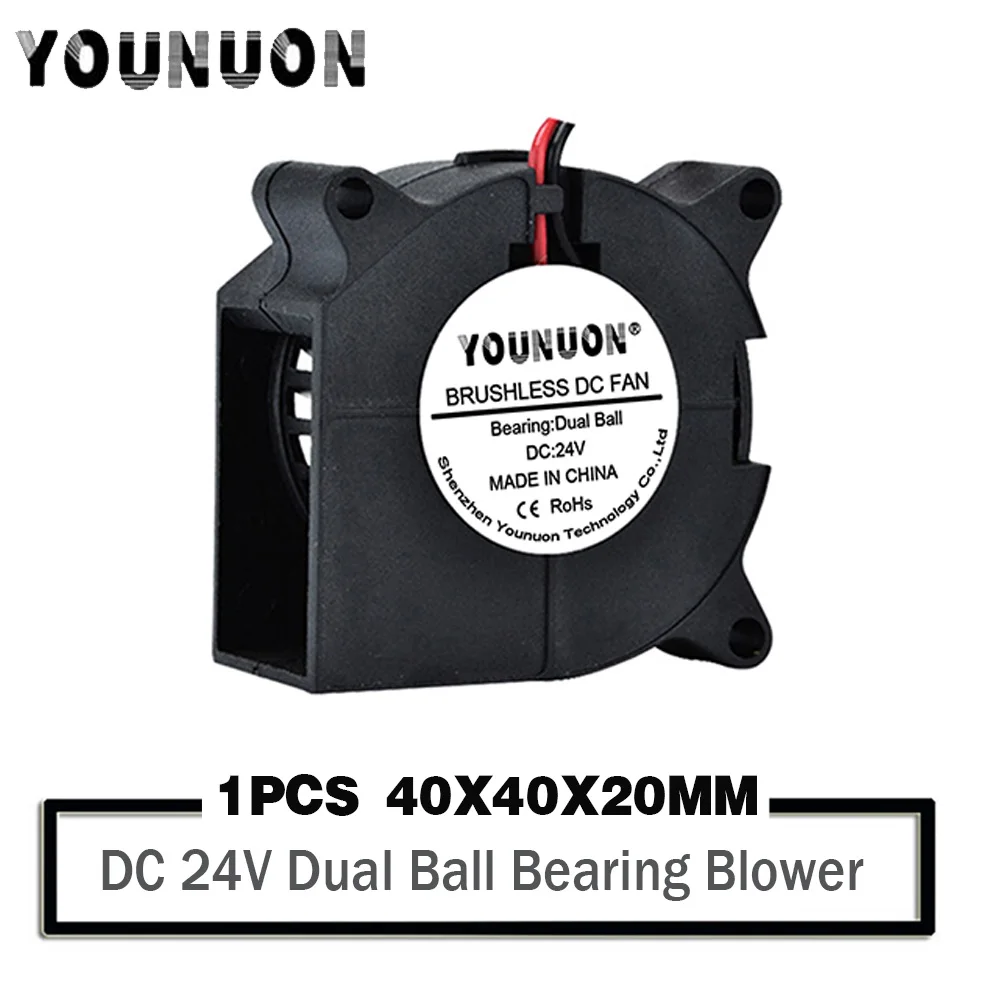 

YOUNUON DC 24V 40mmx20mm 40mm Brushless Axial Dual Ball Bearing Blower Fan 40x20mm 4cm Mini 3D Printer Turbo Blower Cooling Fan