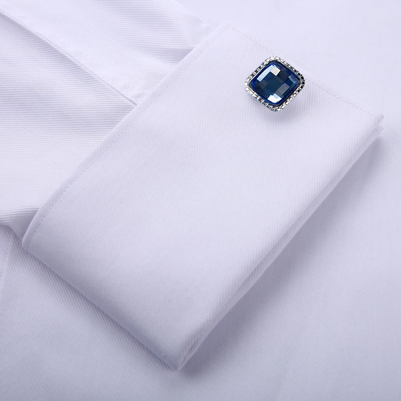Camisa de vestir de puño francés con botones ocultos para hombre, diseño clásico sin bolsillo, manga completa, ajuste estándar, camisas blancas para