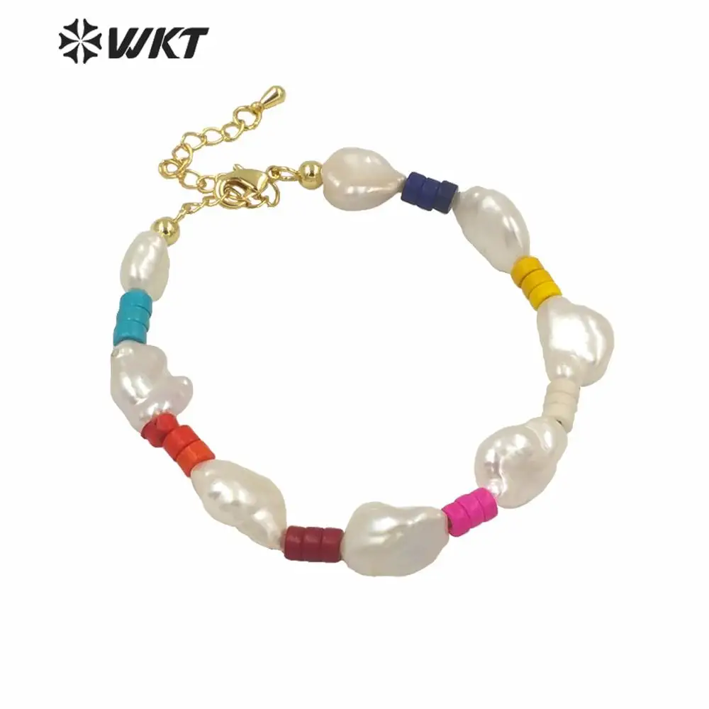 

MPB029 Luxury women pearl bracelets irregular freshwater pearl and colorful spacers amazing bracelets