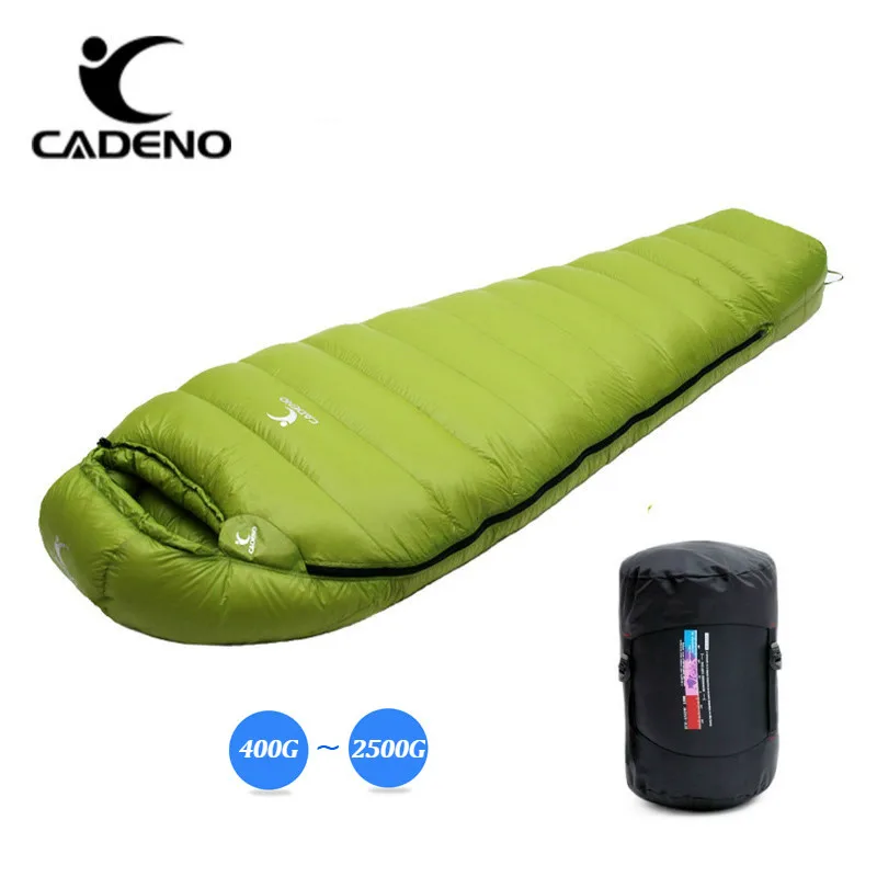 

CADENO White Goose Down Filled Adult Mummy Style Sleeping Bag Fit for Winter Autumn Thermal 10Kinds of Thickness Camping Travel