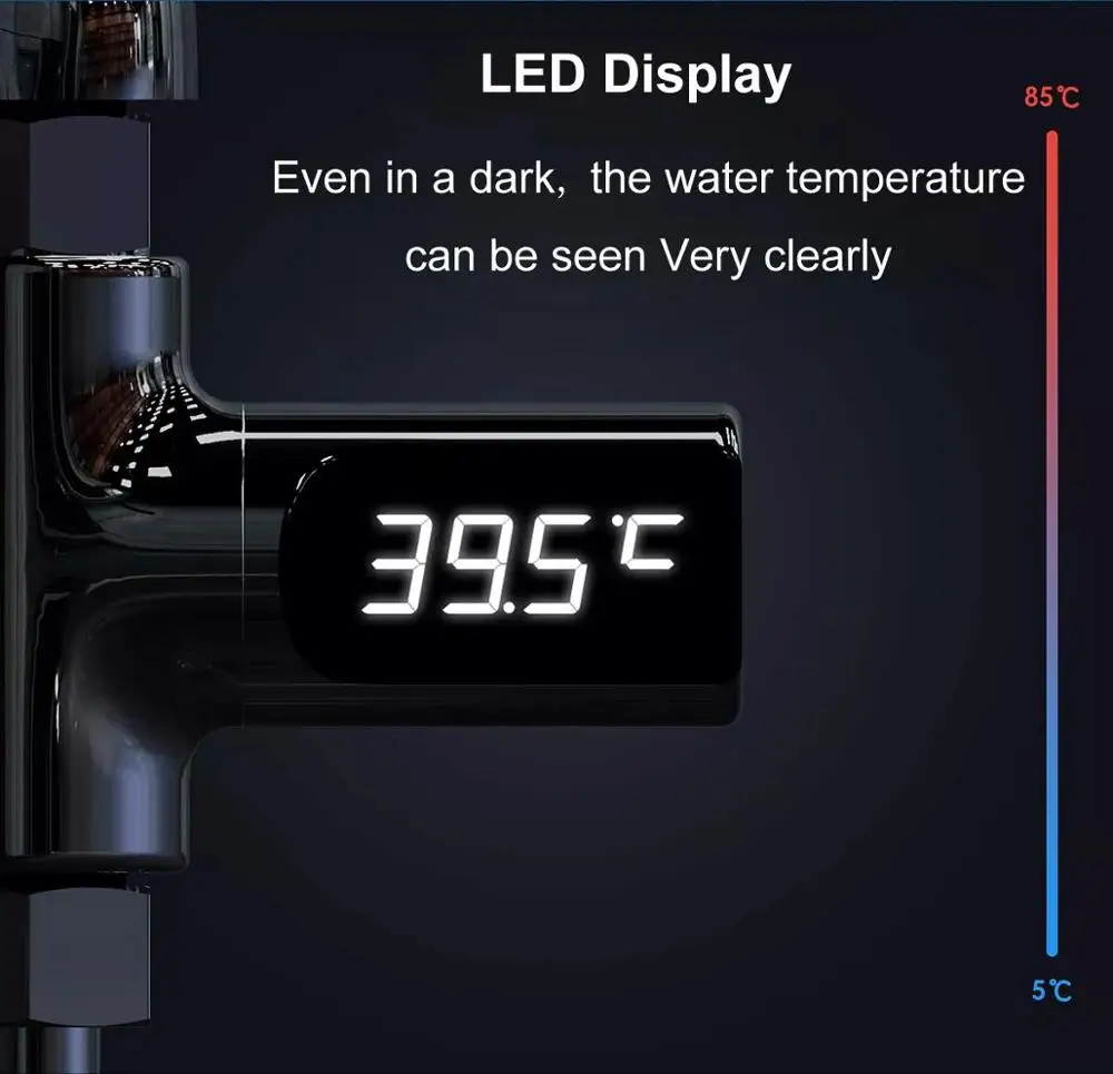 Youpin LED Display Home Water Shower Thermometer Flow Self-Generating Electricity Temperture Smart Meter Monitor for baby care