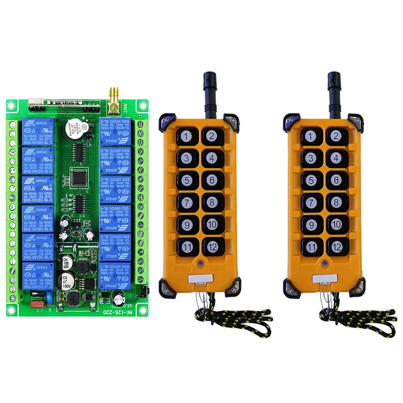 

3000m DC 12V 24V 36V 48V 12CH Radio Controller RF Wireless Remote Control Overhead travelling crane System Receiver+Transmitter