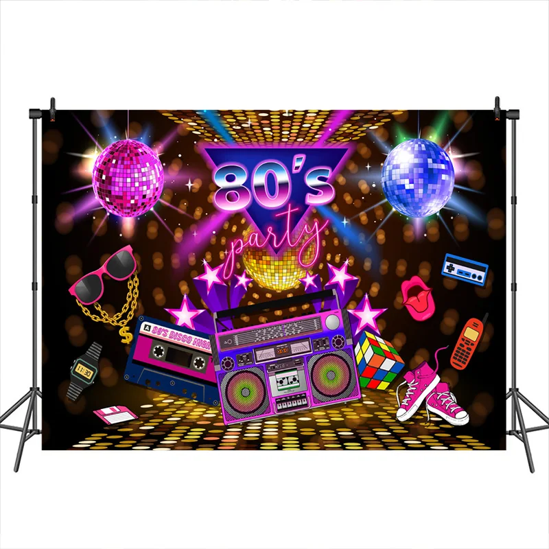 

Mocsicka 80s 90s party backdrop for Hip-Hop Photography Vinyl Graffiti Music 90th Themed Party Background Portrait Banner