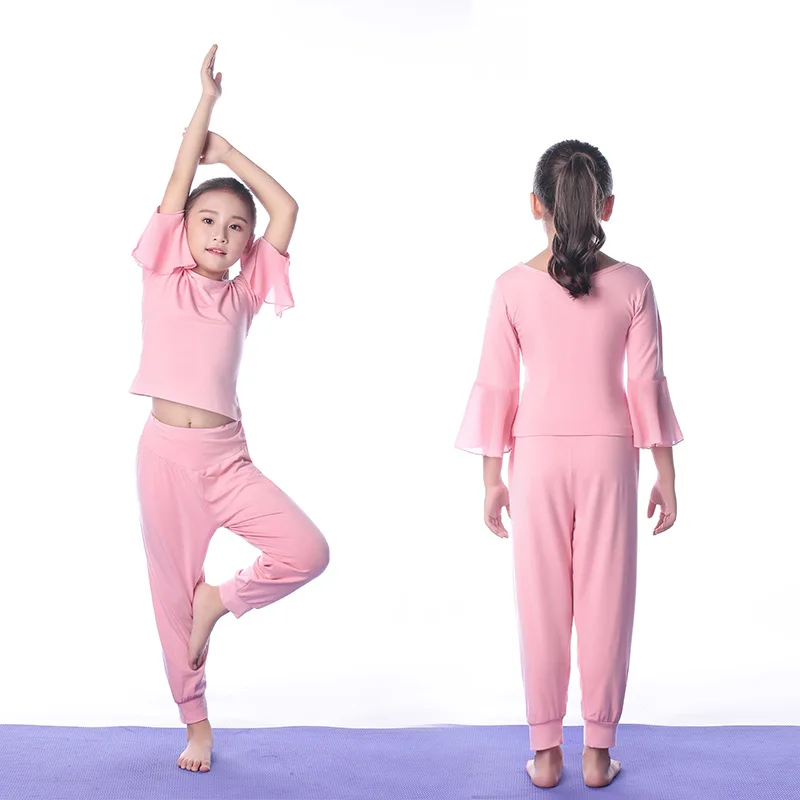 Vestido de baile de verano para niños y niñas, elegante vestido de malla rosa para practicar Yoga