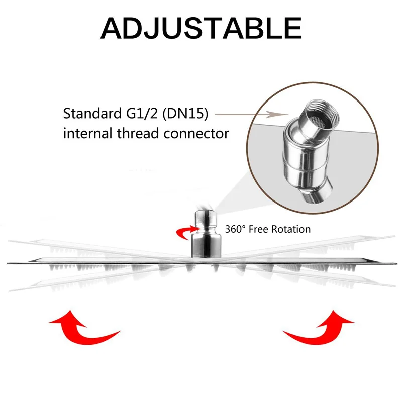Shower Head Bathroom 3 Modes ABS round Chrome Water-Saving Nozzle G1/2 Bath Shower Adjustable Black Shower