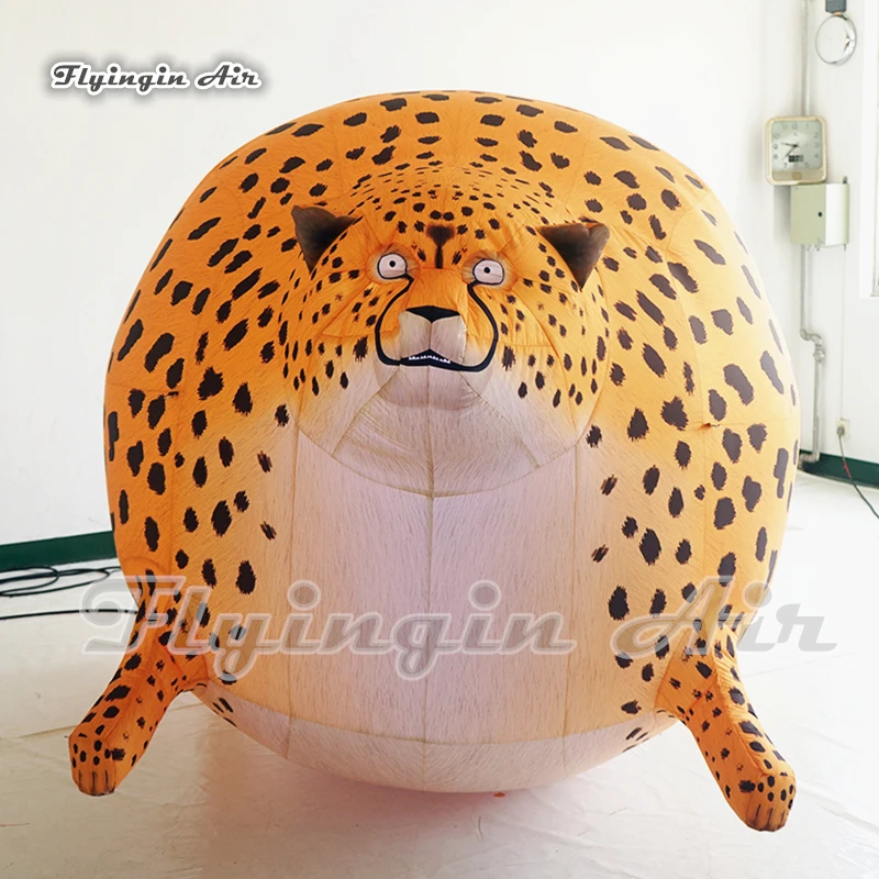 

Cute Yellow Inflatable Fat Leopard Balloon 1.8m Height Air Blow Up Cartoon Animal Model For Zoo Decoration