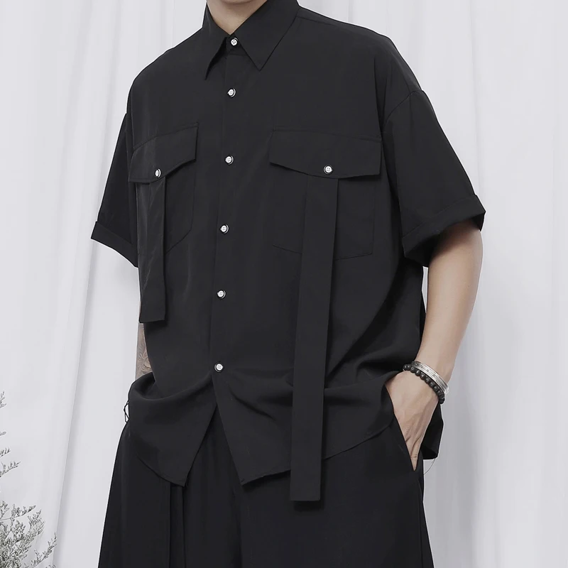 Men's Short Sleeve Shirt Summer New Style Yamamoto Style Niche Design Fashion Casual Loose Large Size Shirt