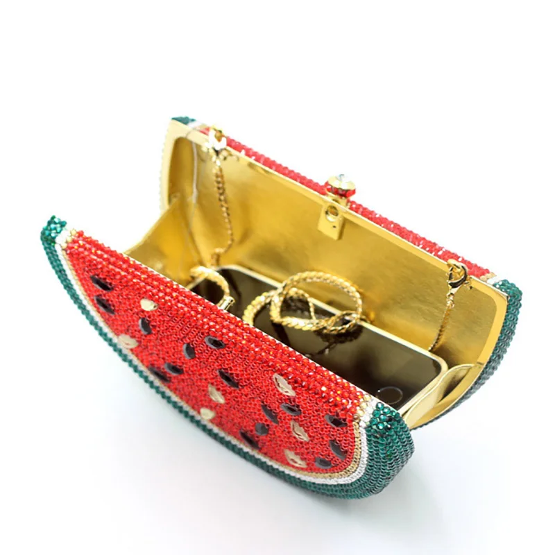 rhinestone trend luxury designer watermelon bag shining rhinestone money clutch bags fruit money clutch crystal purse