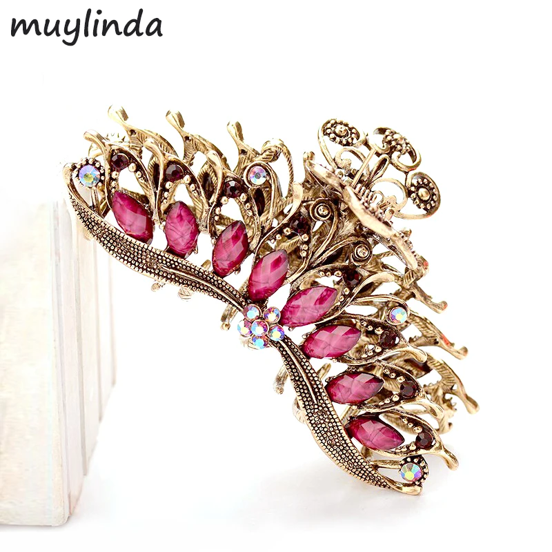 muylinda Vingage Big Hair Claw Jewelry Antique Bronze Flower Hair Claw Crab Women Hair Accessories