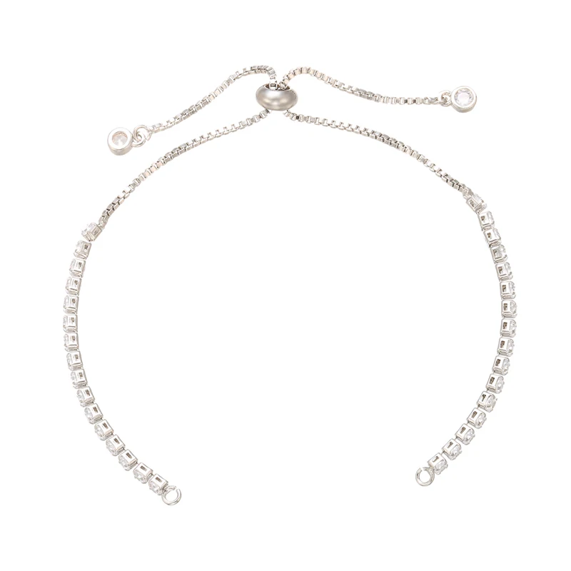 ZHUKOU 2.5x240mm Sparkling Brass Cubic zirconia Crystal Bracelet for Women Charm Bracelet Bangles for Lady Handmade Jewelry VL23