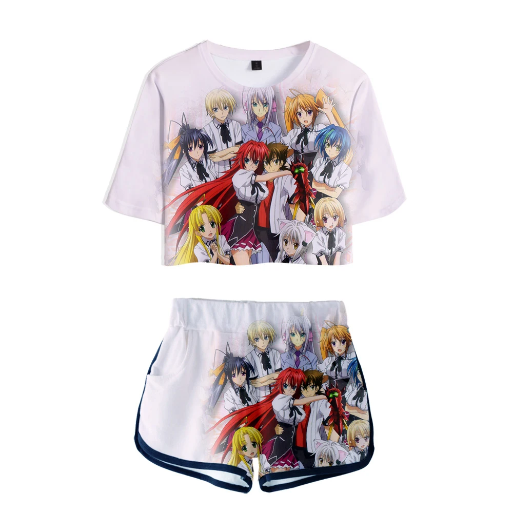 

Highschool DxD Hyoudou Issei Rias Gremory Asia Argento 3D Summer unisex Sets Sexy Short Tops+shorts Elastic Waist Suit Two Piece