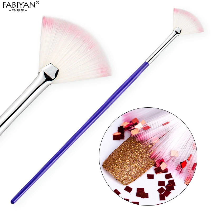 5pcs Nail Art Brush Fan Gradient Paint Draw Dust Glitter Powder Remover Clean Pen Acrylic Liner UV Gel Polish Tips Tool Manicure