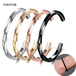 Vintage Mobius Twist Bracelet For Men Stainless Steel High Quality Cuff Bangle Black Gold Silver Rose Gold Color Punk Jewelry