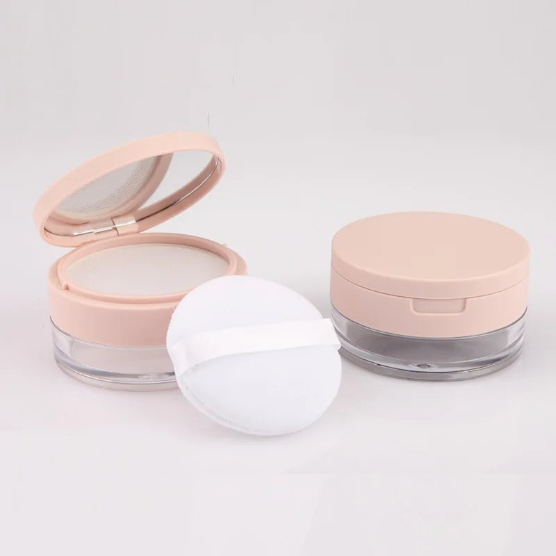 

25 pcs/lot 20 g Loose Powder Jar with Mirror Plastic Pink Cosmetic Packaging Refillable Big Sifter Empty Loose Powder Container