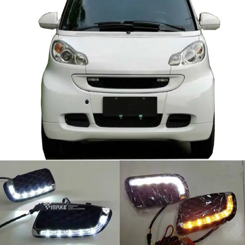 2Pcs DRL For Mercedes Benz Smart fortwo 2008 2009 2010 2011 Daytime Running Lights Fog head Lamp cover car styling