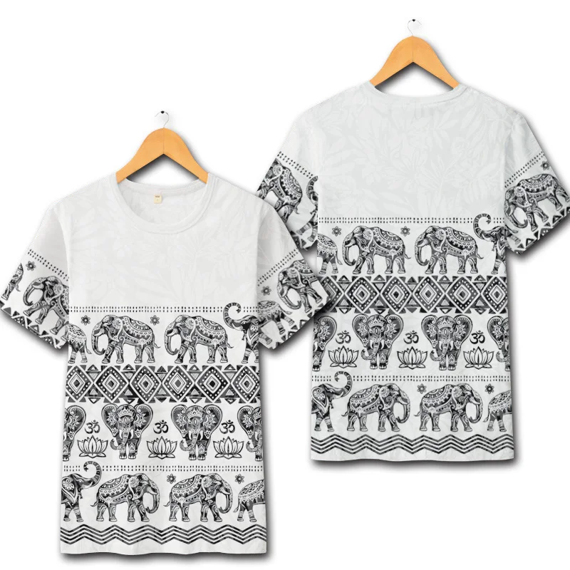 

Ethnic style elephant pattern print hip hop short sleeve t shirt Summer 2019 New quality soft comfortable thin t shirt men S-6XL