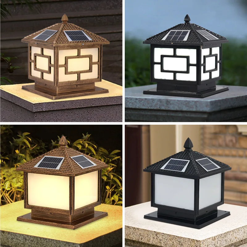 lampada de energia solar para cerca 20cm 30cm 40cm poste de iluminacao a prova dagua jardim ao ar livre quintal pilar lampada led decorar jardim luz solar 01