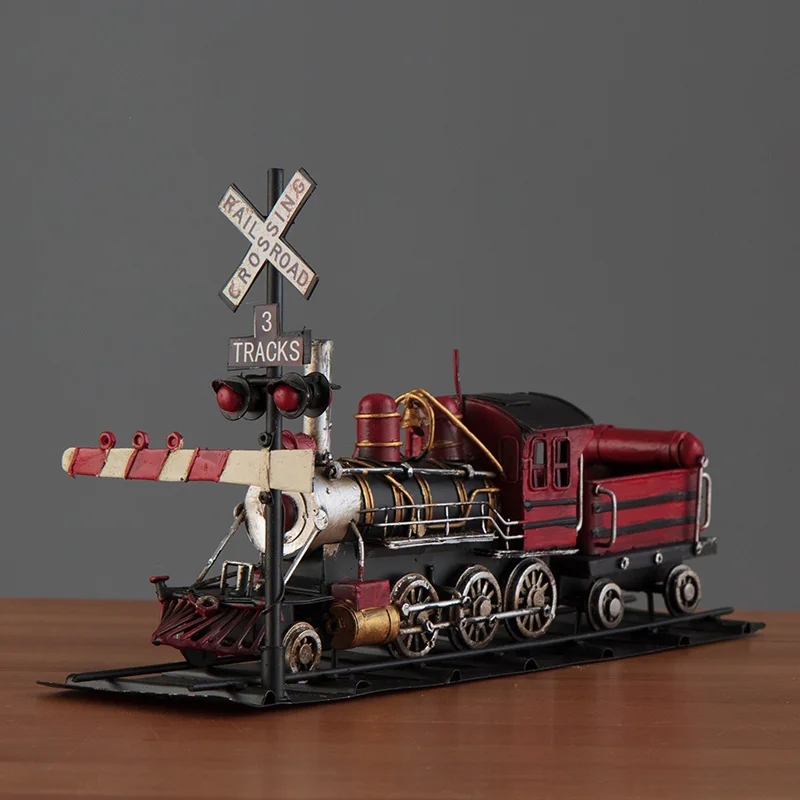 

American Steam Car Retro Nostalgic Creative Iron Model Mini Steam Train Handicraft Ornaments Toy Gift B0380